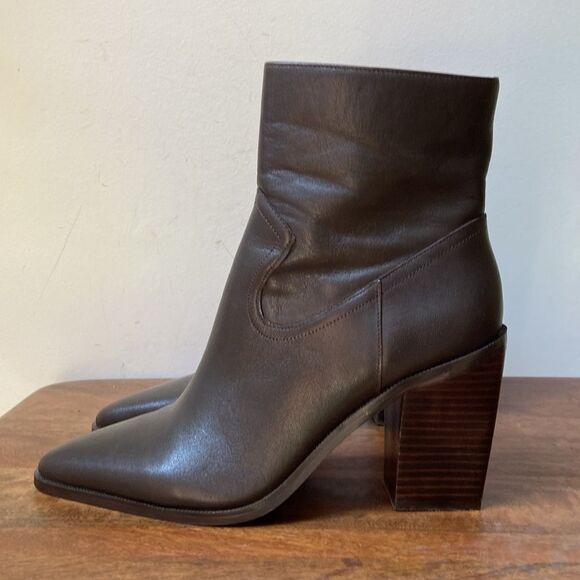 Steve Madden Elene Brown Leather Heeled Boots Classic Design - Picture 5 of 10